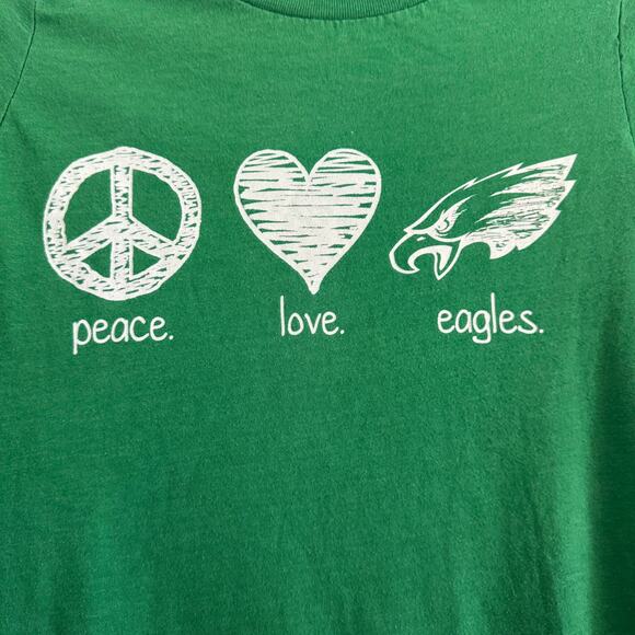 PEACE LOVE EAGLES T-Shirt Women's Small - Picture 2 of 3